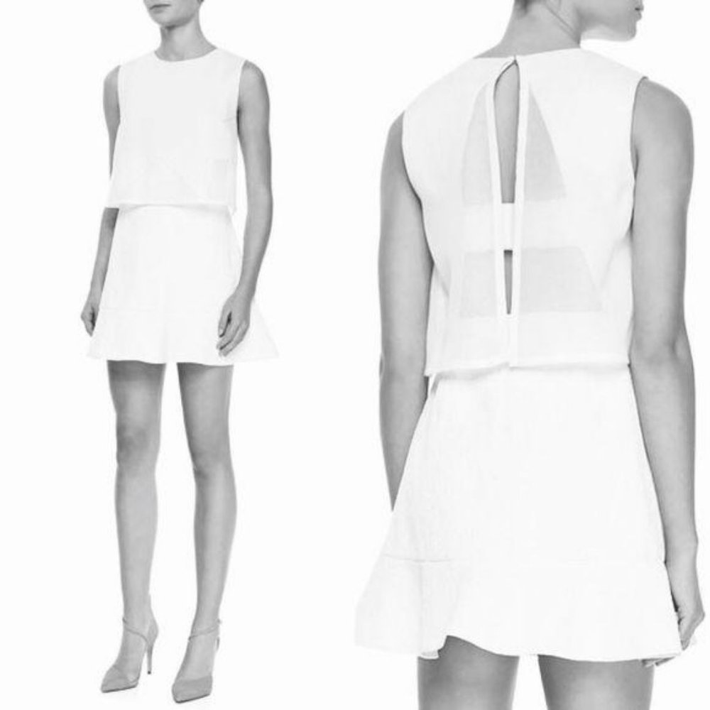 O’2nd Layered Mesh Jacquard Open Back Mini Star Dr - image 1